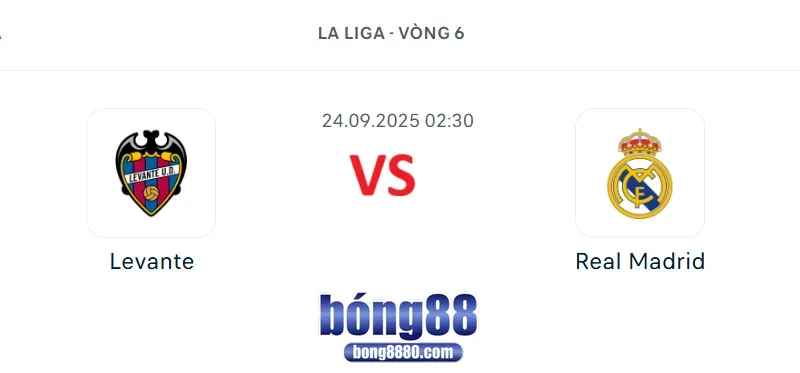 Levante vs Real Madrid (24/9) vòng 6 La Liga 2025/26 Levante vs Real Madrid (24/9) vòng 6 La Liga 2025/26