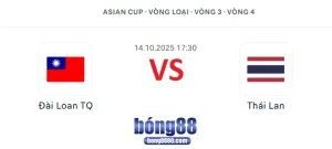 Nhận định Đài Loan TQ vs Thái Lan 17h30 ngày 14/10/2025