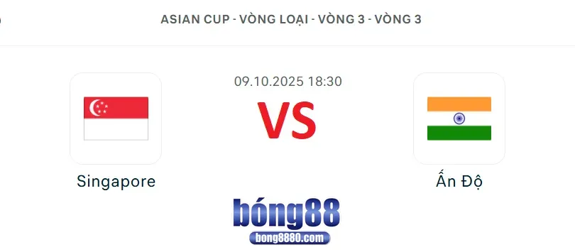Singapore vs Ấn Độ 18h30 ngày 9/10/2025 - Vòng 3 Asian Cup 2027 Nhận định Singapore vs Ấn Độ 18h30 ngày 9/10/2025